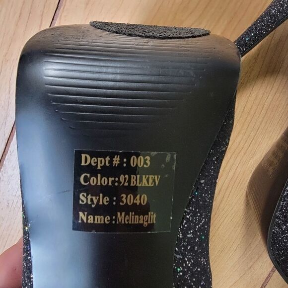 BAKERS MELINA BLACK GLITTER PLATFORM SHOES - Picture 10 of 15